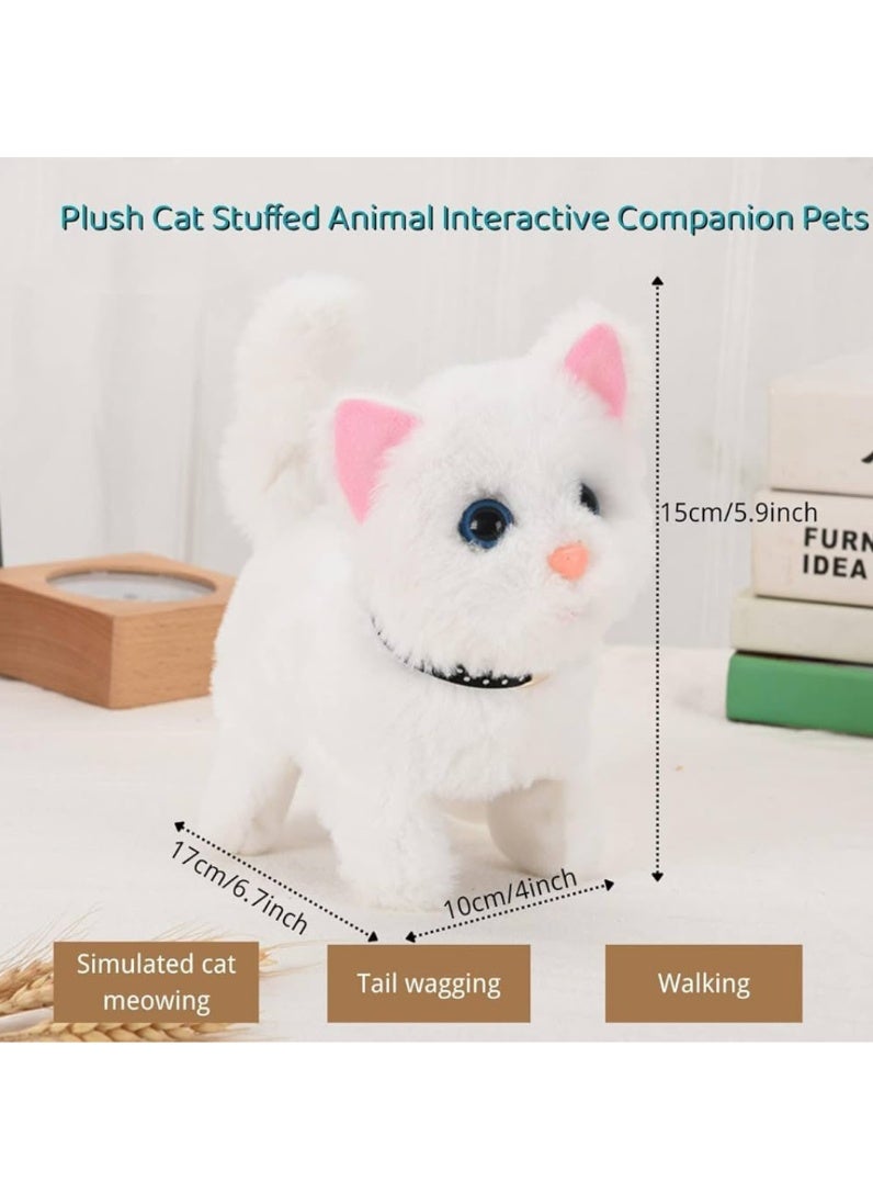 Walking Cat Stuffed Animal Interactive Cat Meowing Tail Wagging Head Nodding Educational Plush Toy Easter Christmas Birthday Gift for Toddlers Kids Girls - Image 3